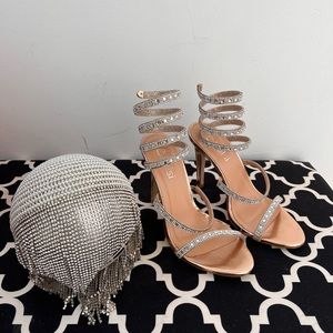 Round disco rhinestone evening bag